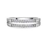 DOUBLE PAVE RING - SILVER, SIZE 6