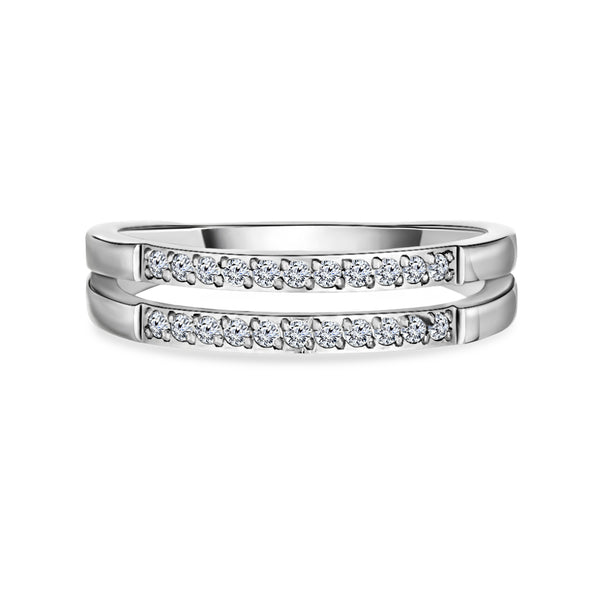 DOUBLE PAVE RING - SILVER, SIZE 6