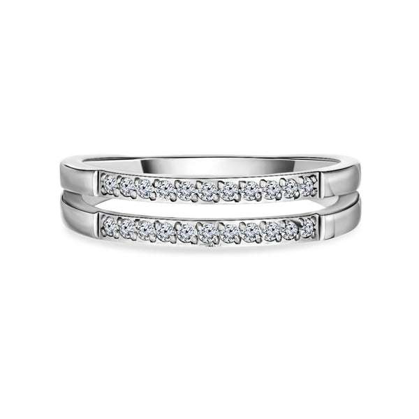 DOUBLE PAVE RING - SILVER, SIZE 6