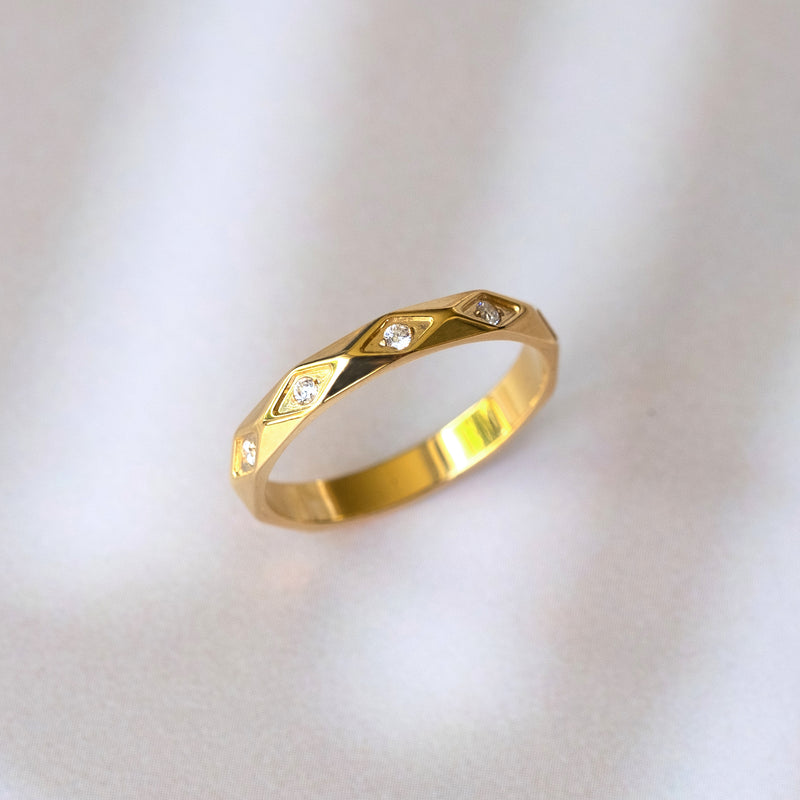FACETED RING - GOLD, SIZE 6